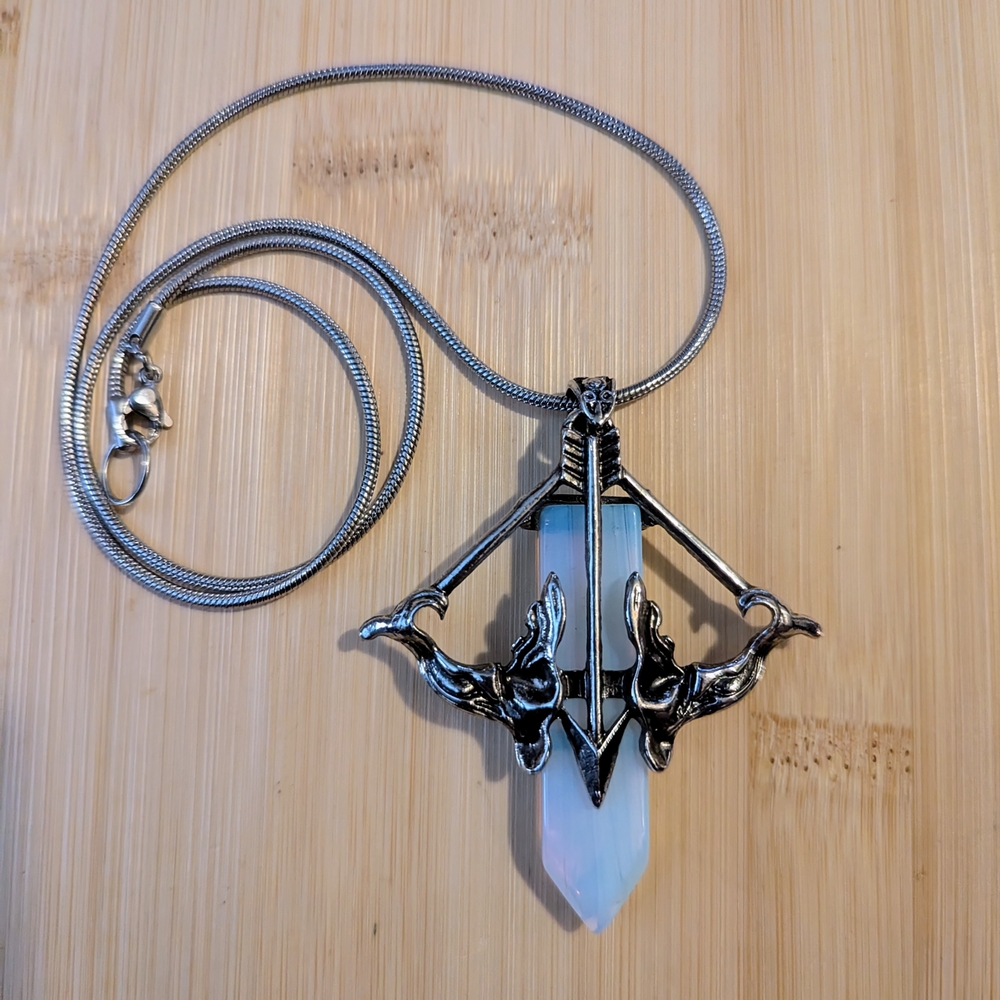 Mystical Silver Necklace with Opalescent Pendant